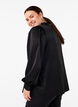 Langermet bluse med volanger og V-hals, Black, Model image number 1