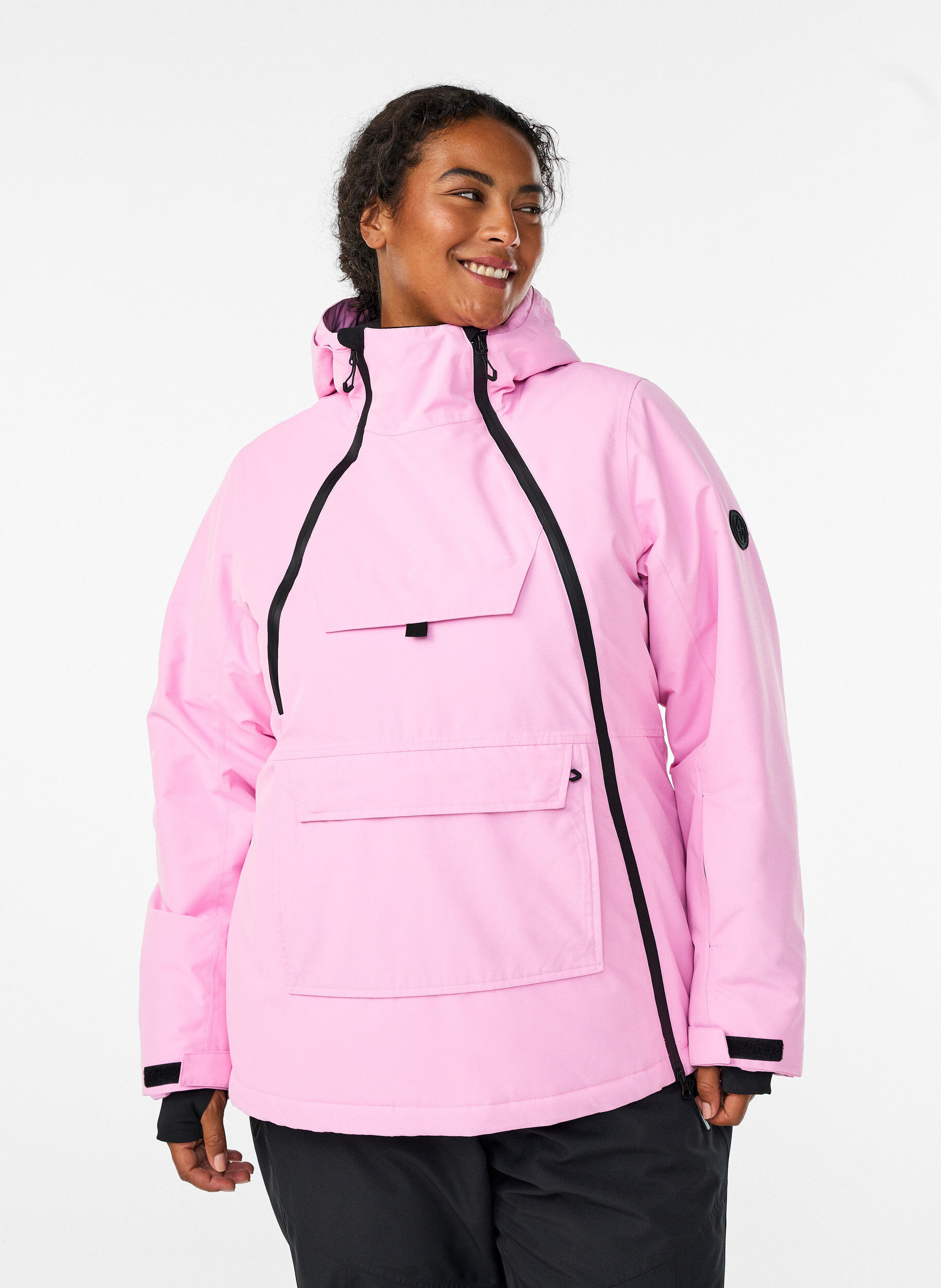 Funksjonell skianorakk med hette, Rosa, Model