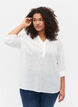 Bomullsbluse med V-hals, Bright White, Model image number 0