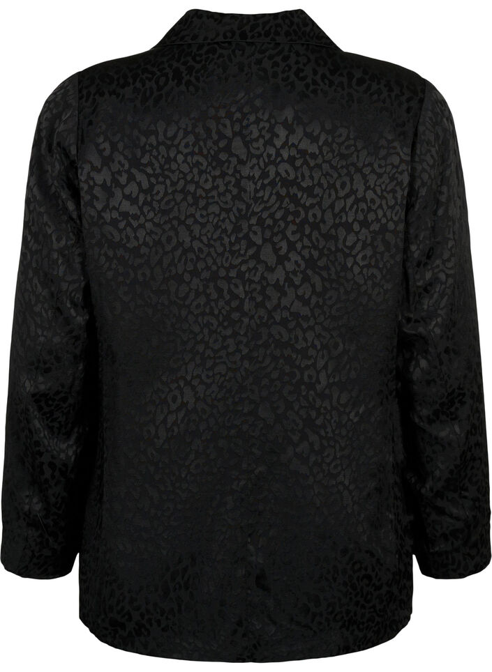 Jacquard-blazer i viskose, ton-i-ton, Black, Packshot image number 1