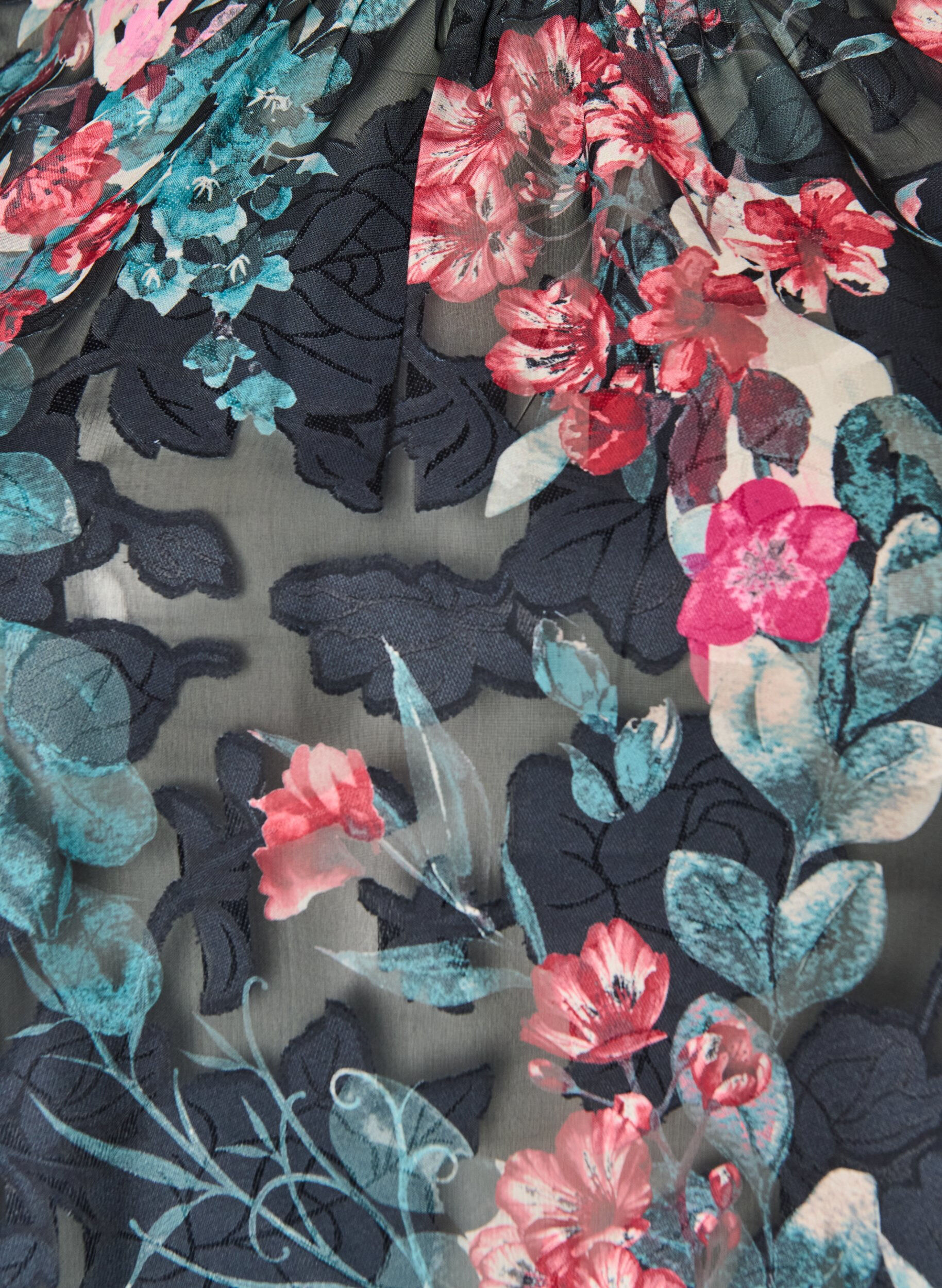 ZizziBluse med blomstertrykk og vevd tekstur, Svart, Packshot image number 2