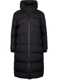 Lang vinterkåpe med hette, Black