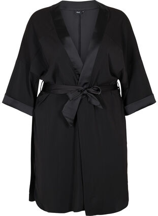 Kimono med knyting, Black, Packshot image number 0