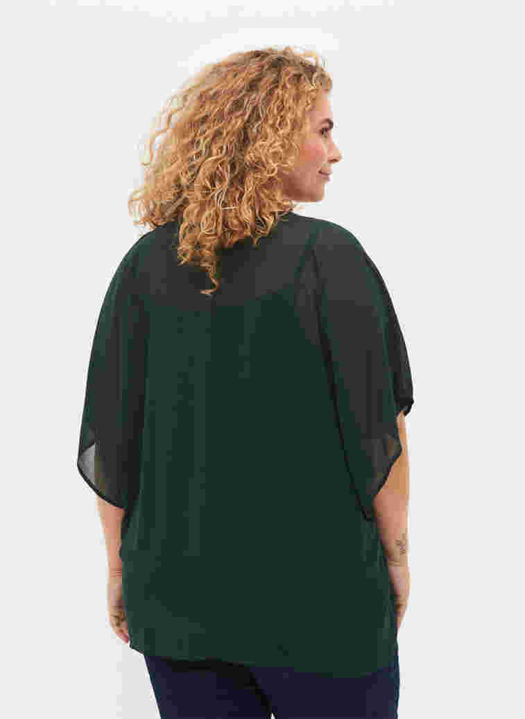 Mønstrete bluse med knyting og korte ermer, Scarab, Model image number 1