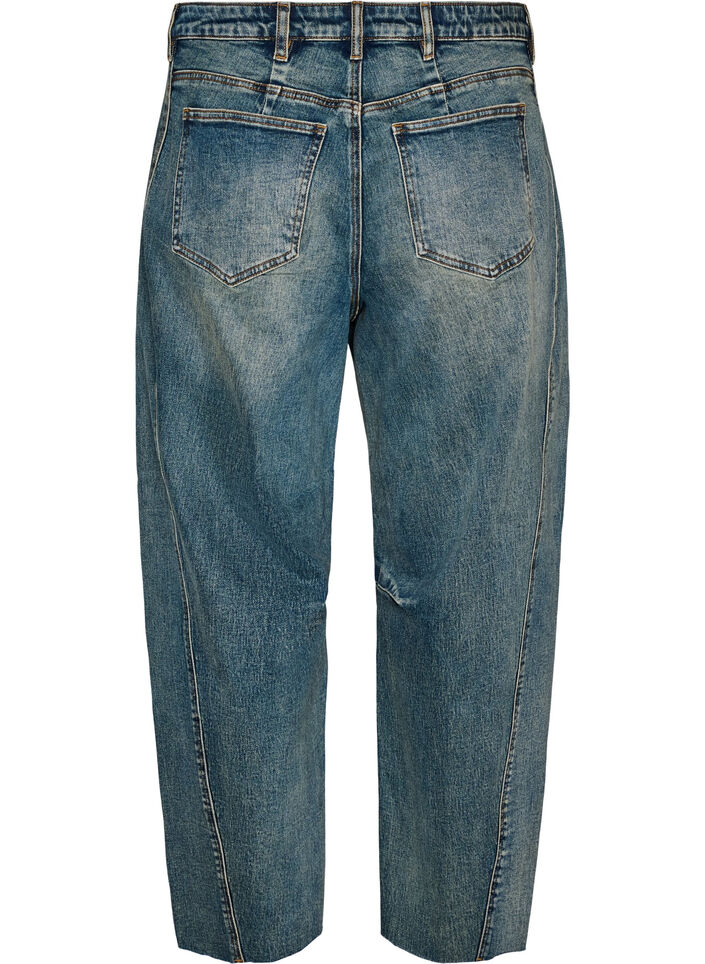 Jeans med barrel fit og en slitt vask, Bl&aring;, Packshot