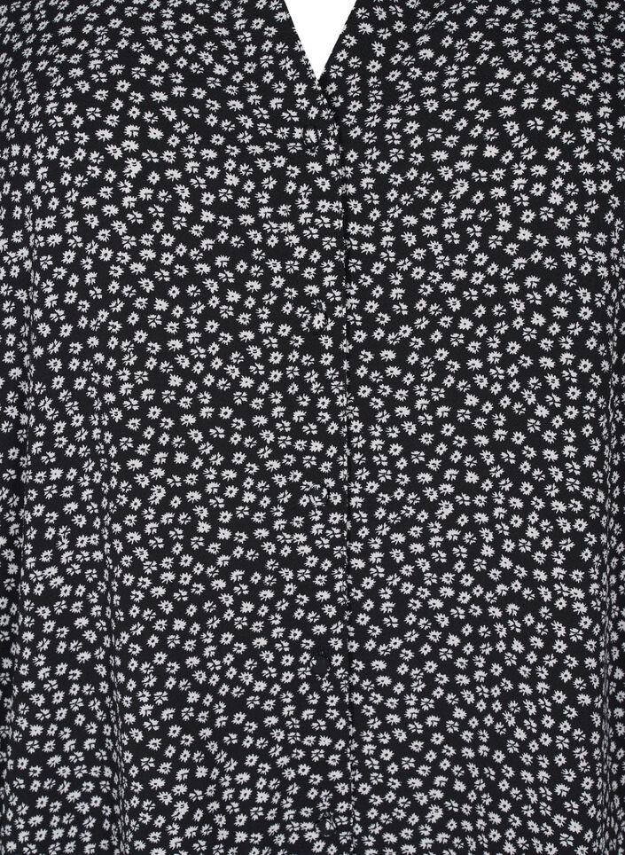 Midi-kjole med lange ermer, Black Small Flower, Packshot image number 2