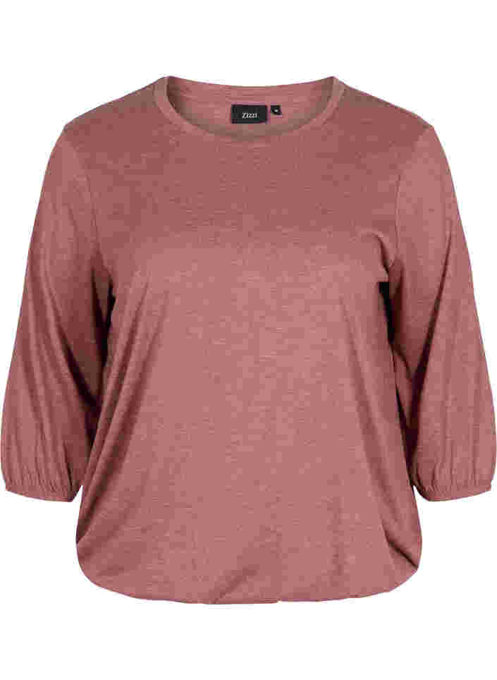 Ensfarget bluse med 3/4-ermer, Mahogany Mel, Packshot image number 0