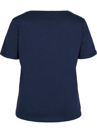 T-skjorte i bomull med korte ermer, Navy Blazer, Packshot image number 1