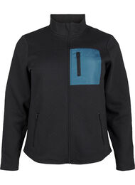 Sporty fleecejakke med lommer, Black