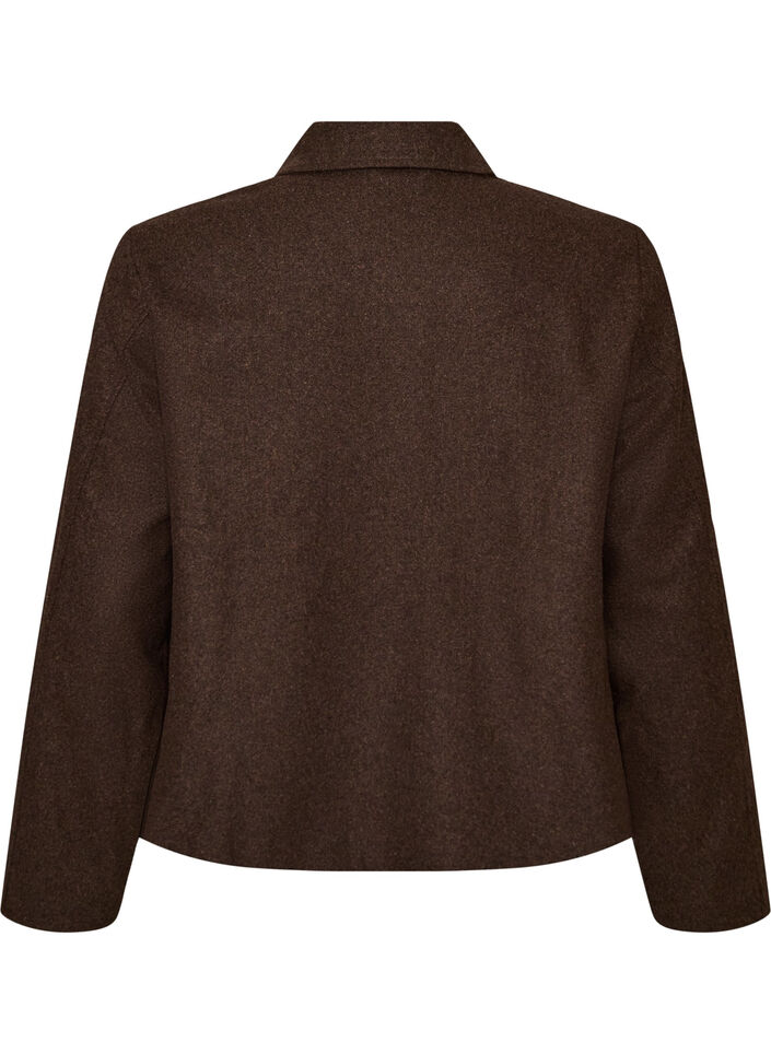 Kort jakke med skjortekrage og glidel&aring;s, Brun, Packshot image number 1