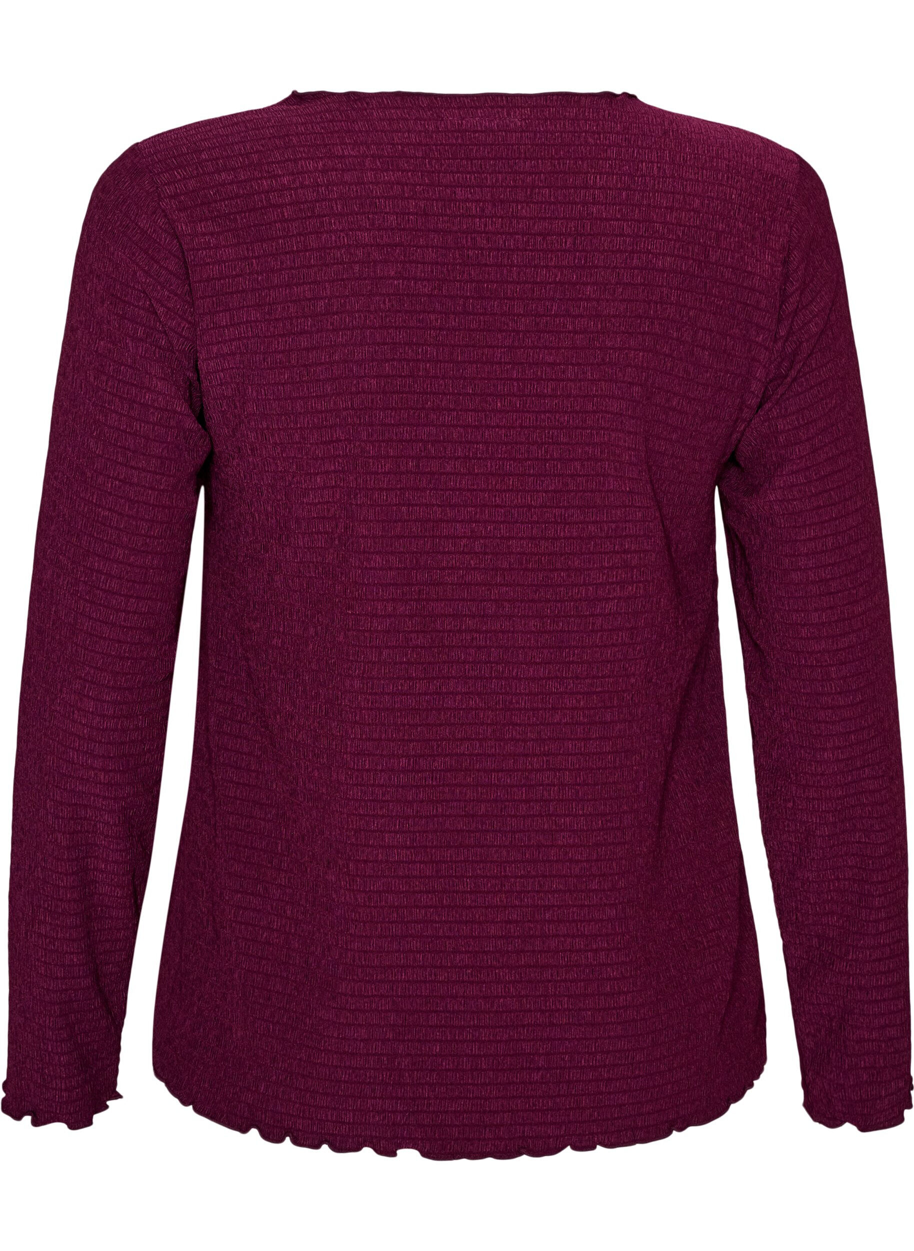 ZizziTeksturert bluse med b&oslash;lgete kanter, Lilla, Packshot image number 1