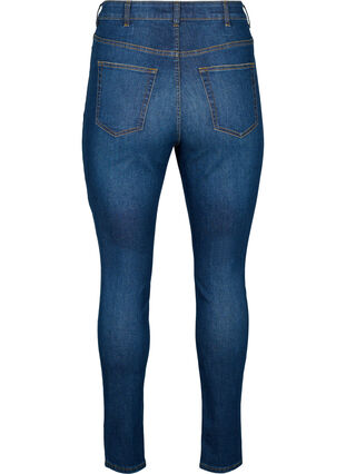 Zizzi Super slim Amy jeans med slitte detaljer og høyt liv, Dark blue, Packshot image number 1