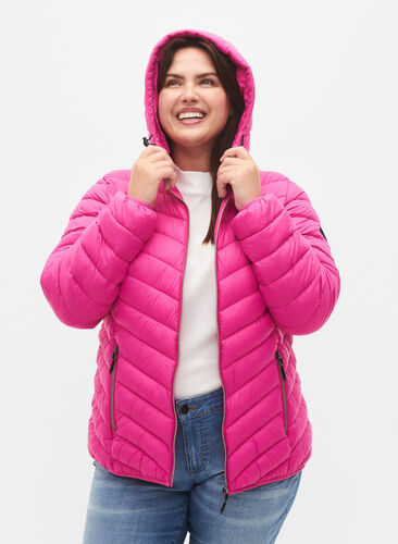 Lettvektsjakke med hette, Rose Violet, Model image number 2