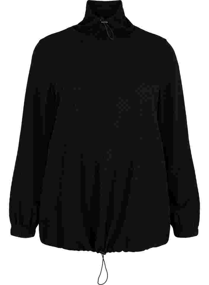 Genser med høy hals og justerbar strikk, Black, Packshot image number 0