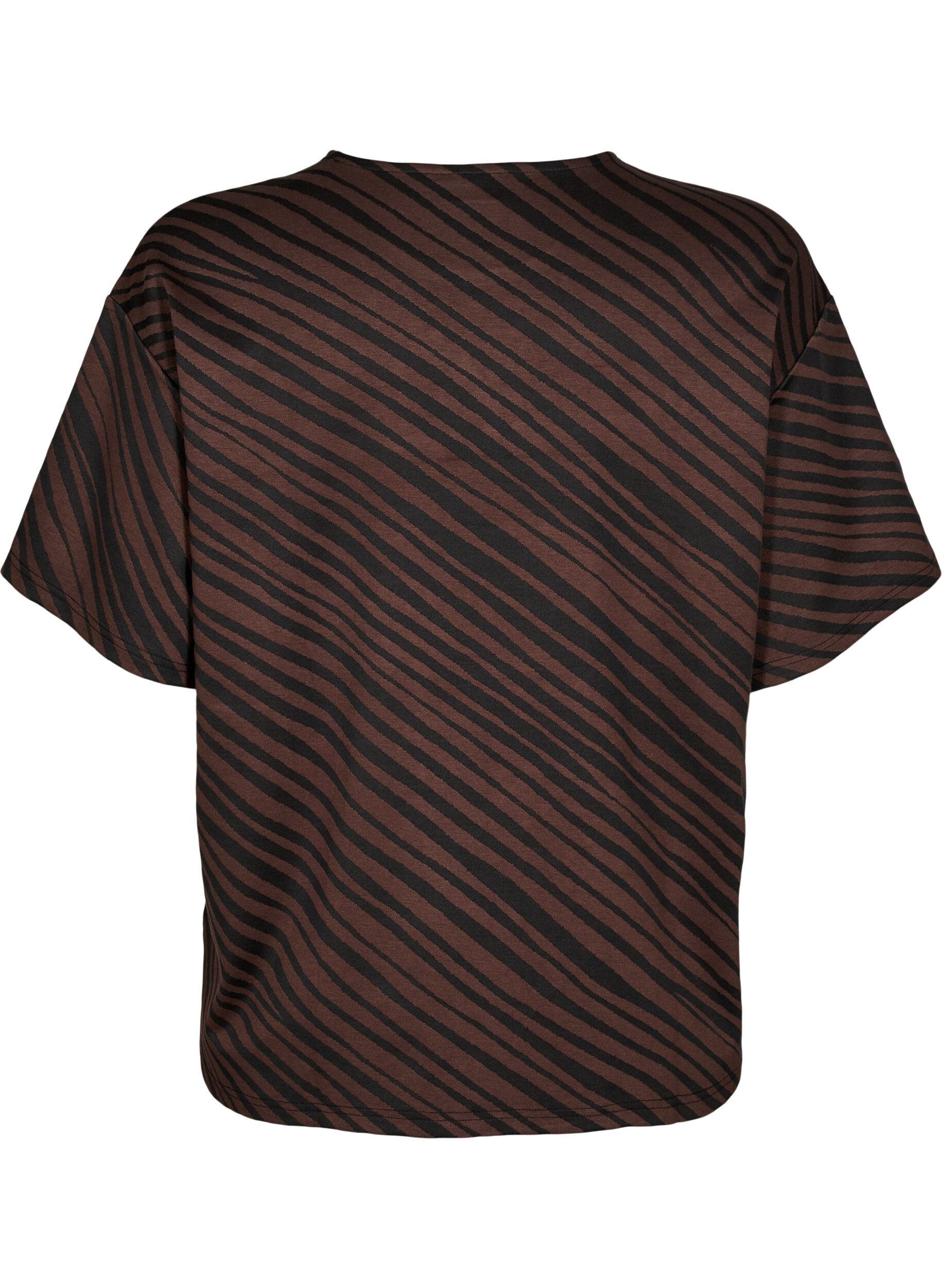 Zizzi Oversize bluse med m&oslash;nster, Brun, Packshot image number 1