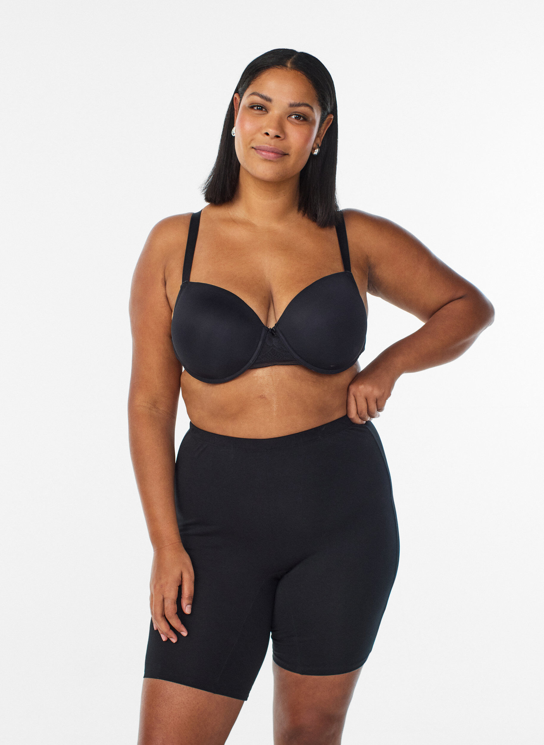 Bomullstruser med lange ben, Svart, Model