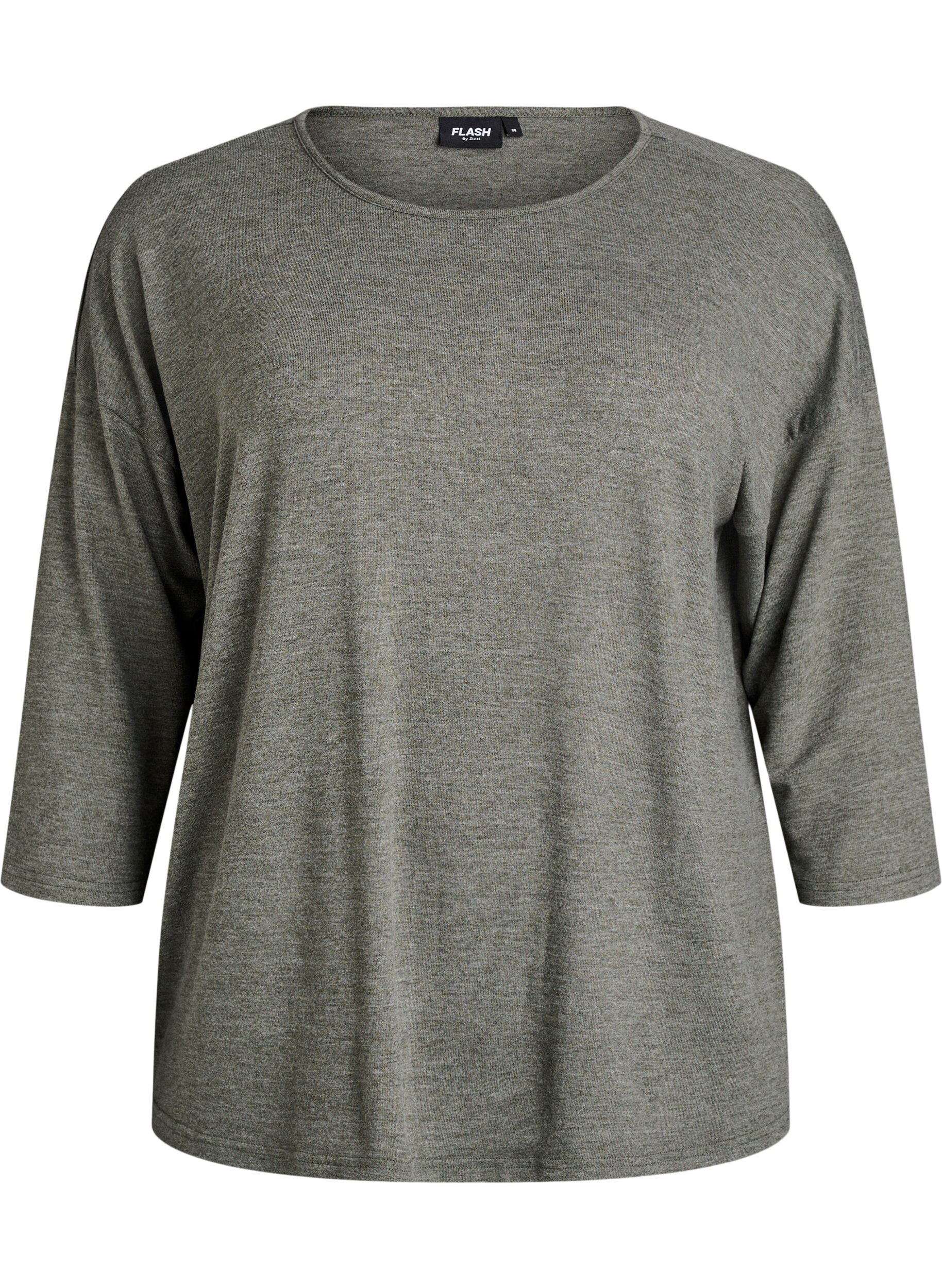 ZizziJersey bluse med 3/4 ermer, Gr&oslash;nn, Packshot image number 0