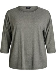 Jersey bluse med 3/4 ermer, Gr&oslash;nn
