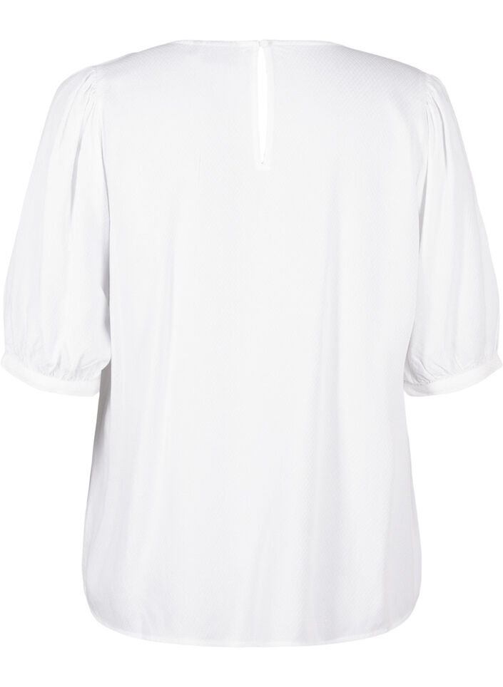 Viskosebluse med 1/2-ermer, Bright White, Packshot image number 1