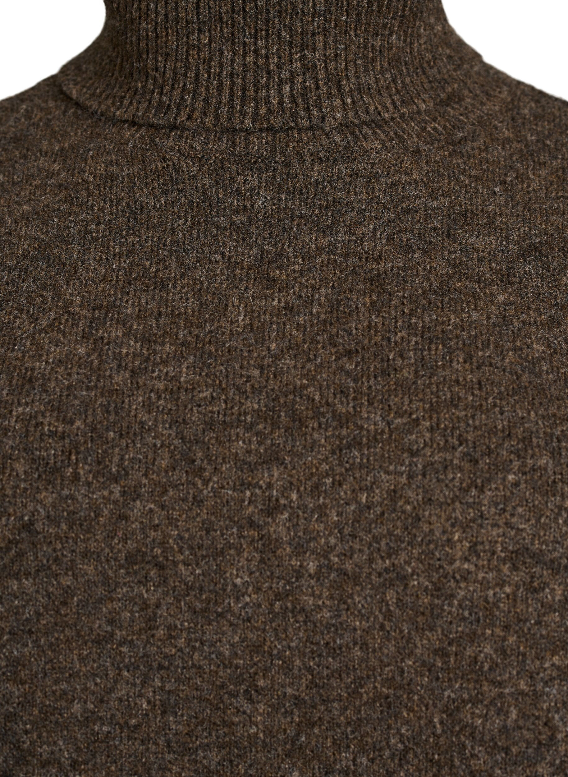 ZizziStrikket vest med h&oslash;y hals, Brun, Packshot image number 2