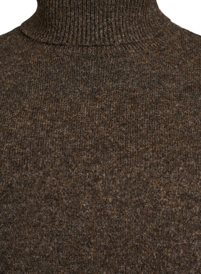 Strikket vest med h&oslash;y hals, Brun, Packshot image number 2