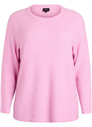 Melert strikkebluse med rund hals, Rosa