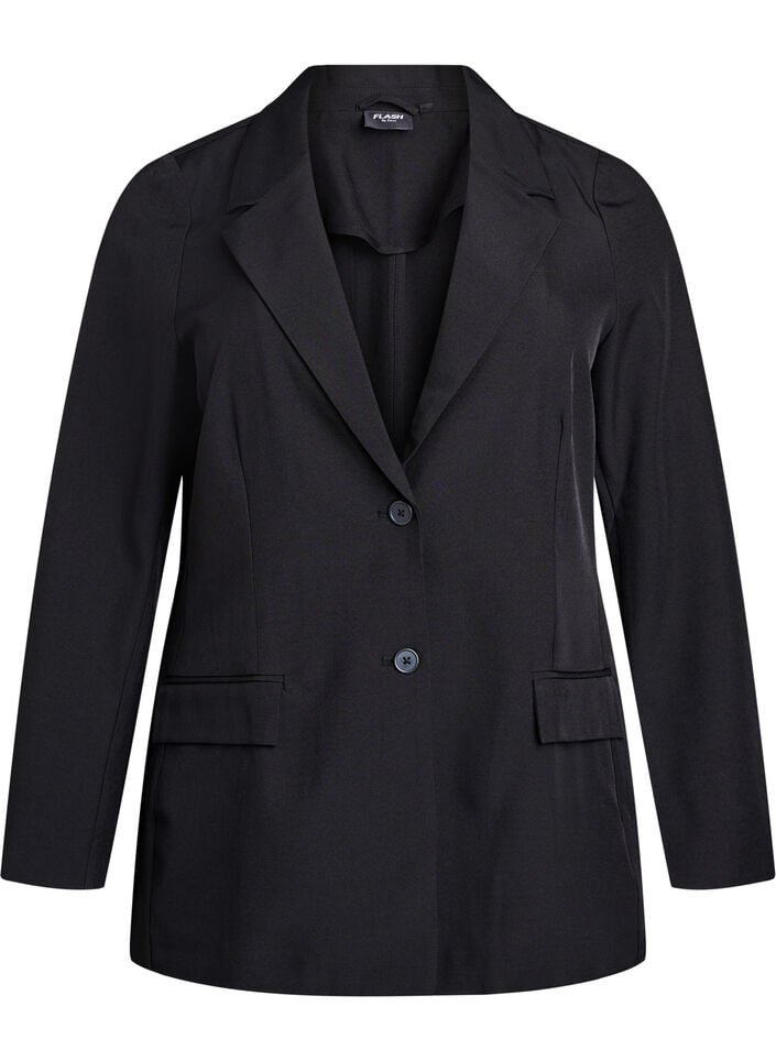 Blazer med lommer og splitter, Svart, Packshot image number 0