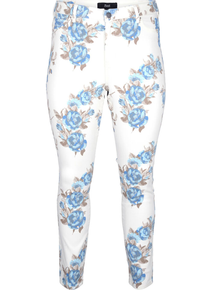 Supersmal Amy jeans med blomstertrykk, Hvit, Packshot image number 0
