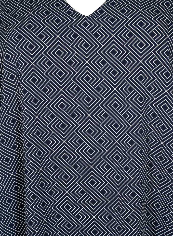Kjole med V-hals og trykk, Navy Graphic AOP, Packshot image number 2