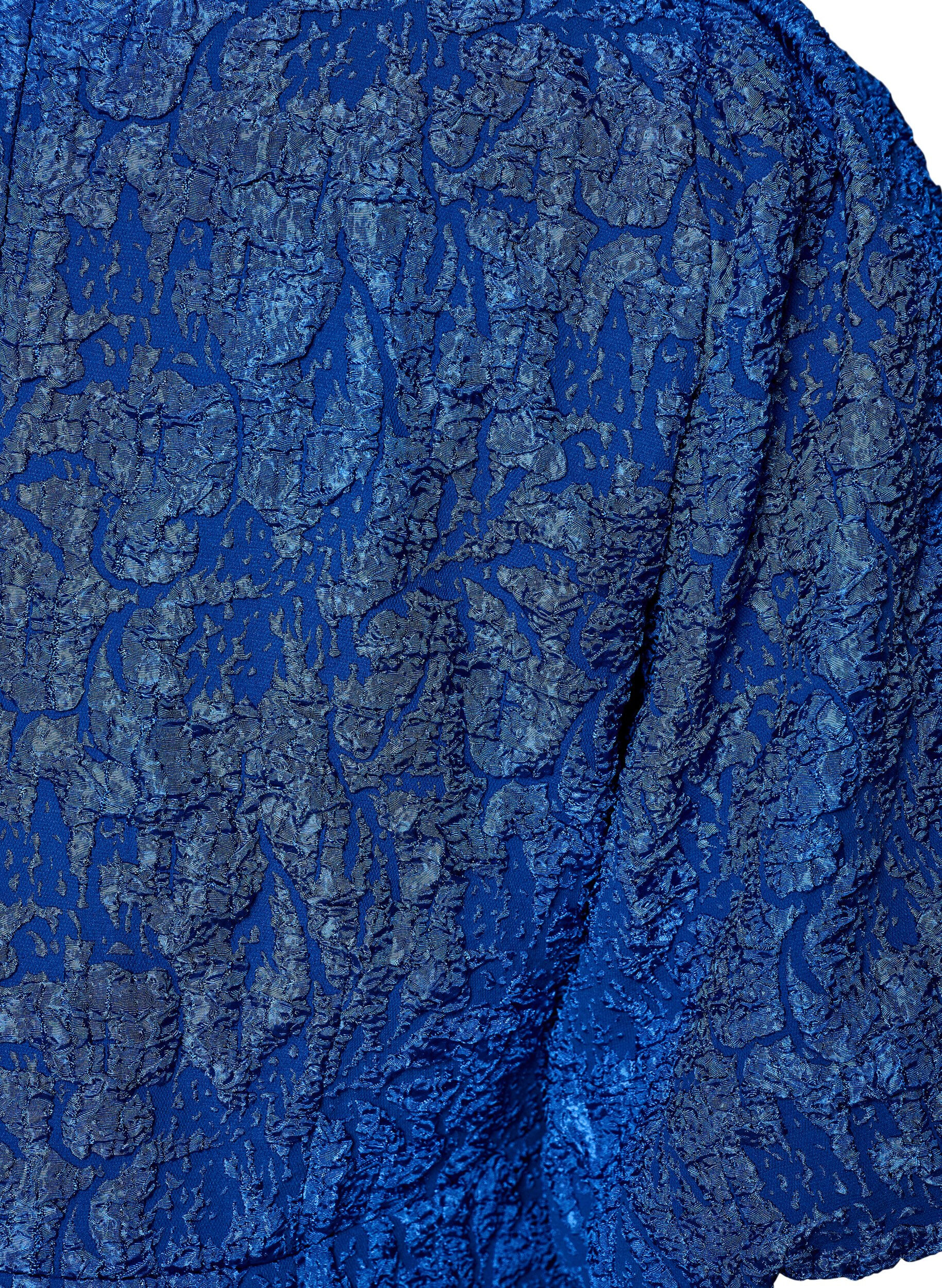 ZizziJacquard kjole med puffermer og A-linje, Bl&aring;, Packshot image number 3