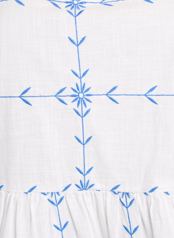 Kortermet bluse med v-hals og broderi, B.White Daphne Emb., Packshot