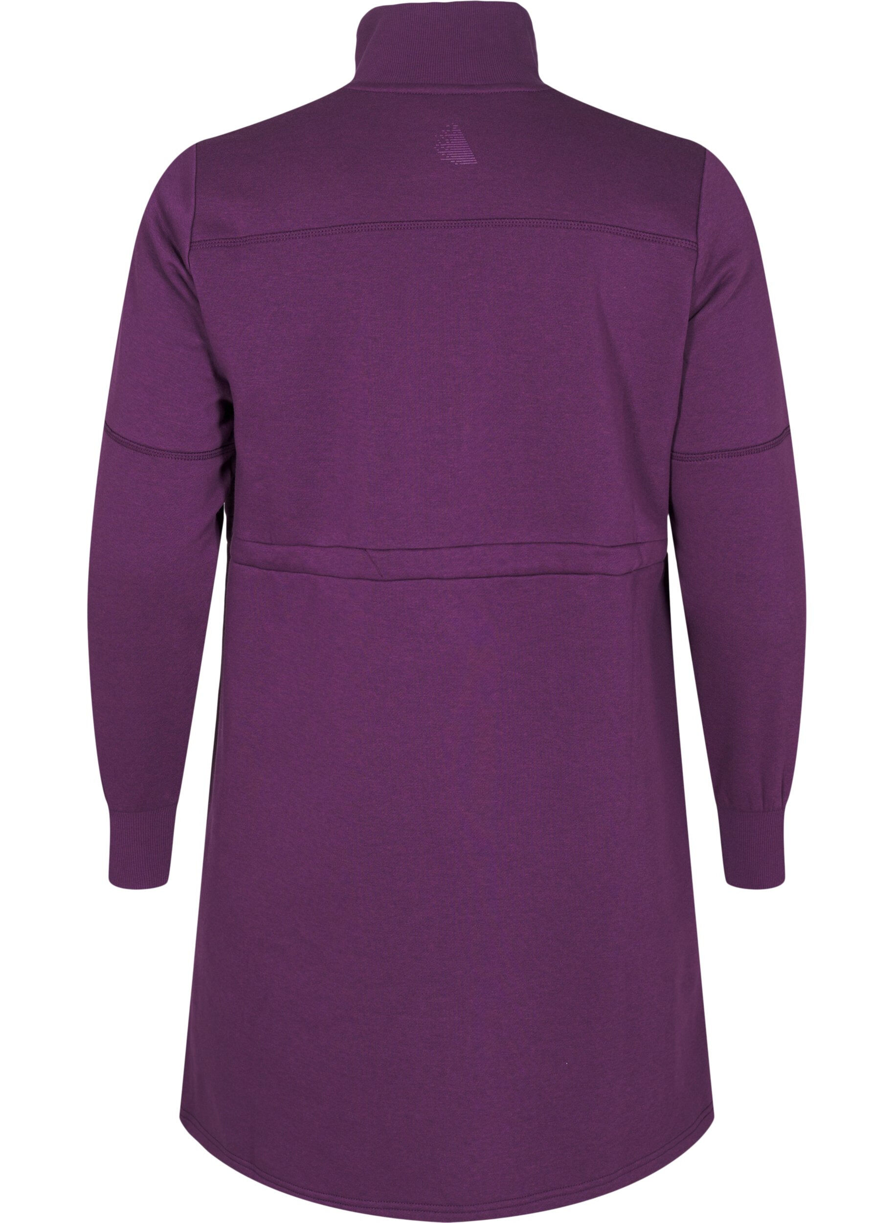 Zizzi Kort sweatshirtkjole med h&oslash;y hals og justerbar midje, Deep Purple, Packshot image number 1