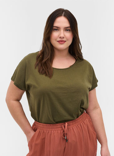 T-skjorte i bomullsmiks, Ivy Green, Model image number 0