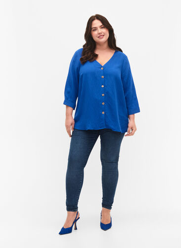 Bluse i viskose med knapper og V-hals, Surf the web, Model image number 2