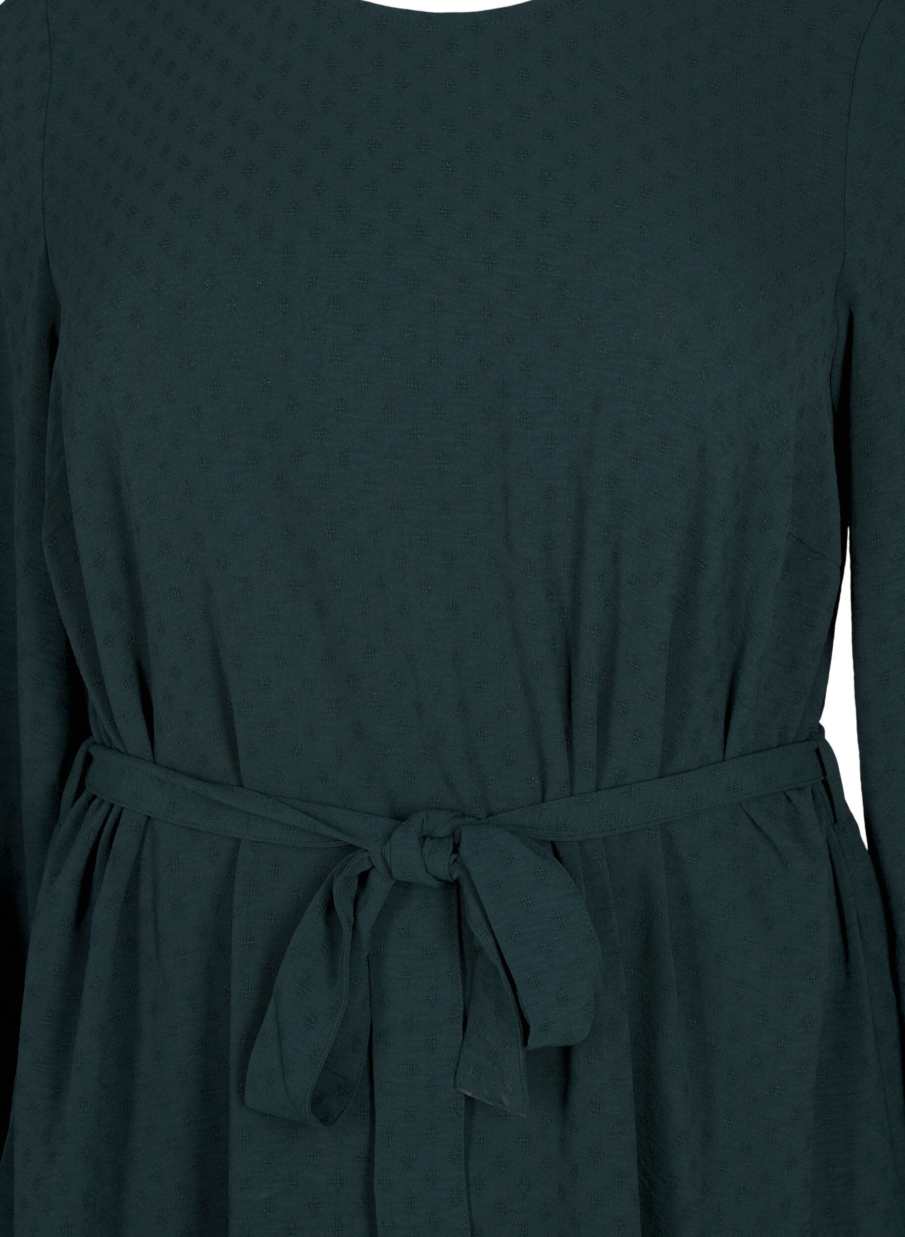 Zizzi Kort, strukturert kjole med knytebelte, Scarab, Packshot image number 2