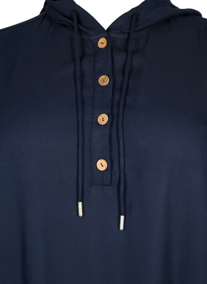 Viskosetunika med hette, Navy Blazer, Packshot image number 2