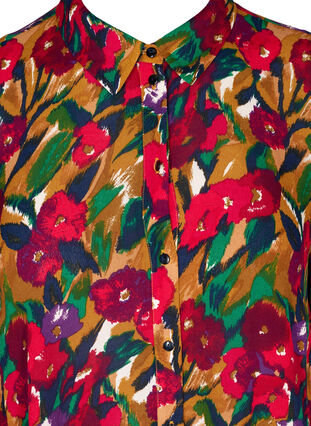 Lang skjorte med print i viskose, Olive Green AOP, Packshot image number 2