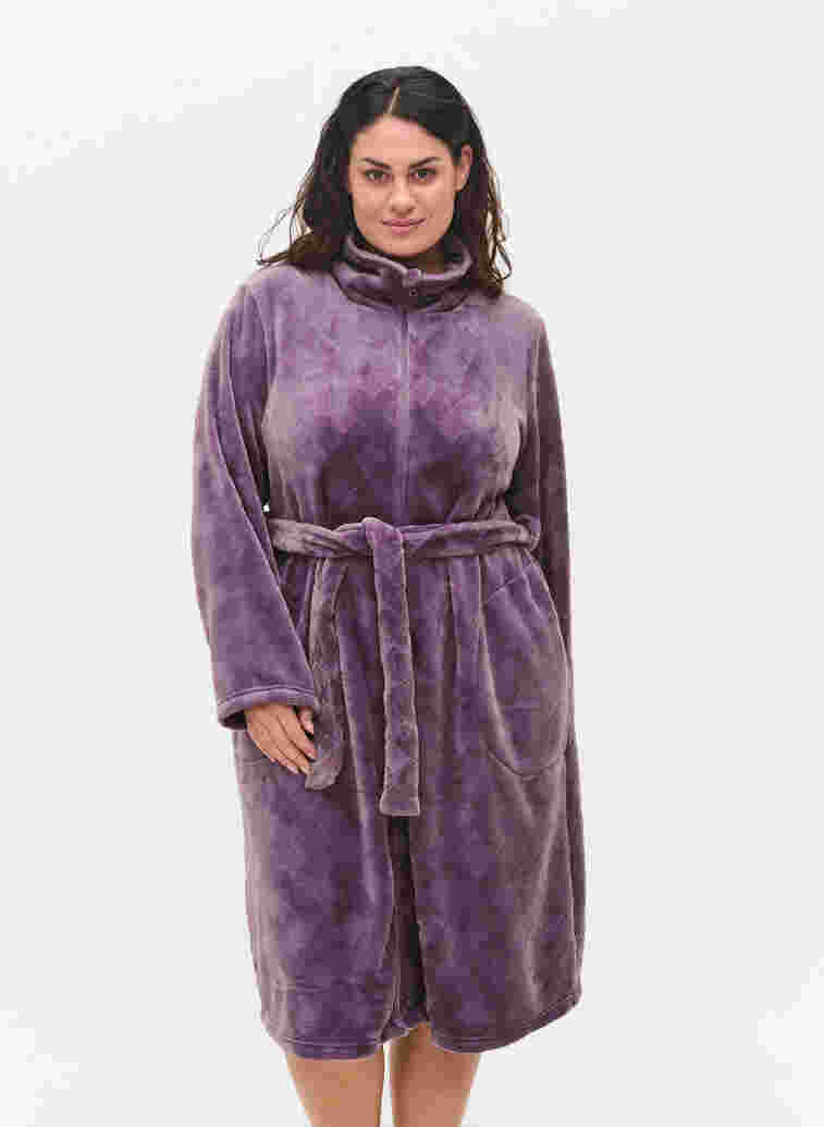 Morgenkåpe med glidelås og lommer, Vintage Violet, Model