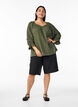 Bluse i bomullsmusselin med 3/4 ermer, Thyme, Model image number 2