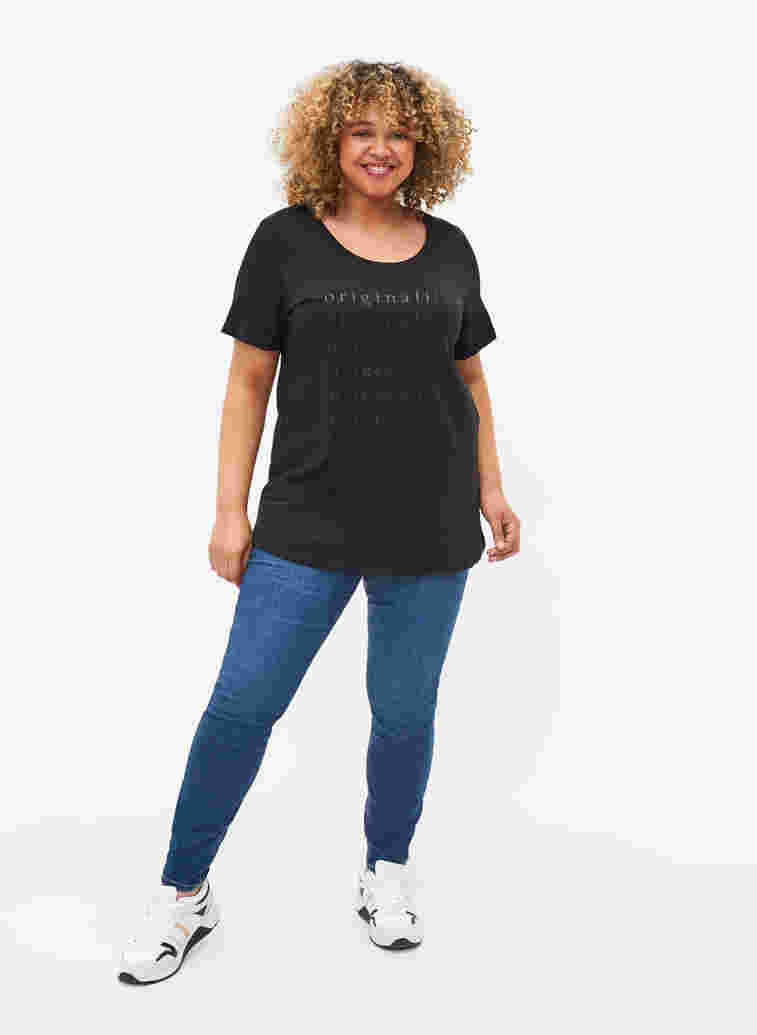 T-skjorte i bomull med ton-i-ton trykk, Black Originality, Model image number 2