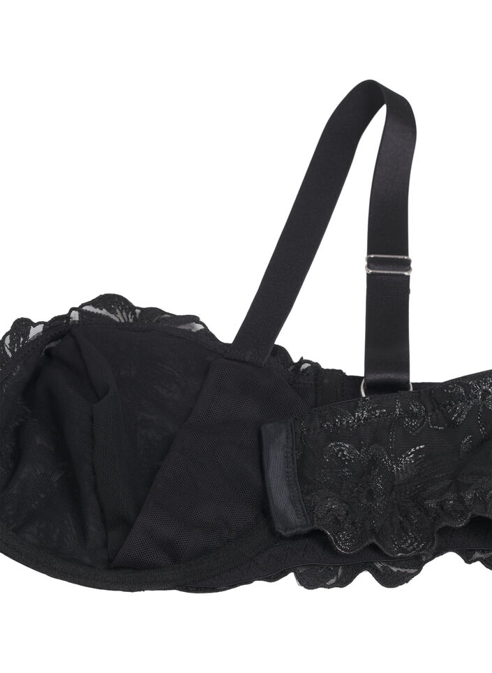 Balconette-BH med bøyle og brodert blonde, Black, Packshot