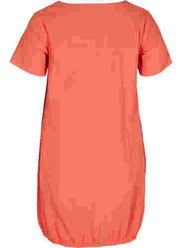 Kortermet kjole i bomull, Hot Coral, Packshot image number 1