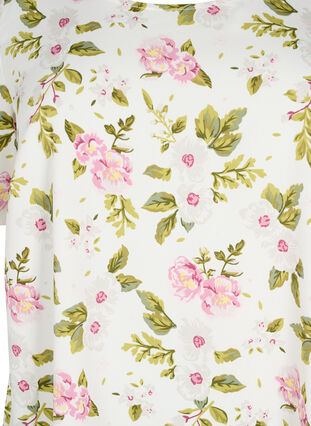 FLASH - Bluse med korte ermer og mønster, Off White Flower, Packshot image number 2