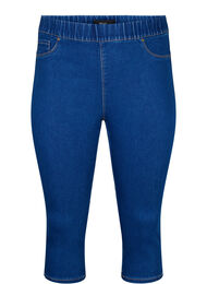 Denim-knebukser med elastisk linning, Dark Blue Denim