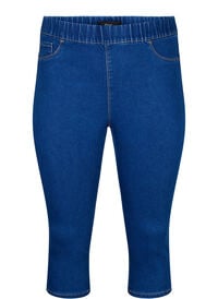 Denim-knebukser med elastisk linning, Blå Denim-knebukser med elastisk linning