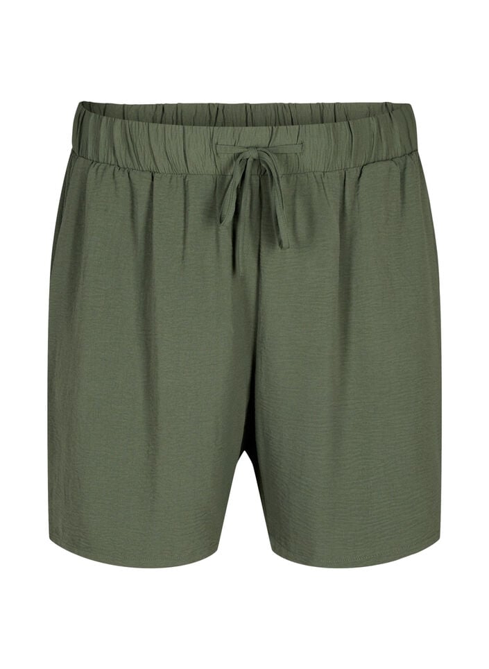 Shorts med lommer og elastisk linning, Gr&oslash;nn, Packshot image number 0