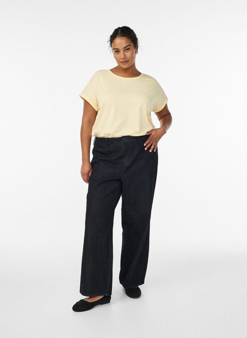 Melert T-skjorte med korte ermer, Gul, Model image number 1