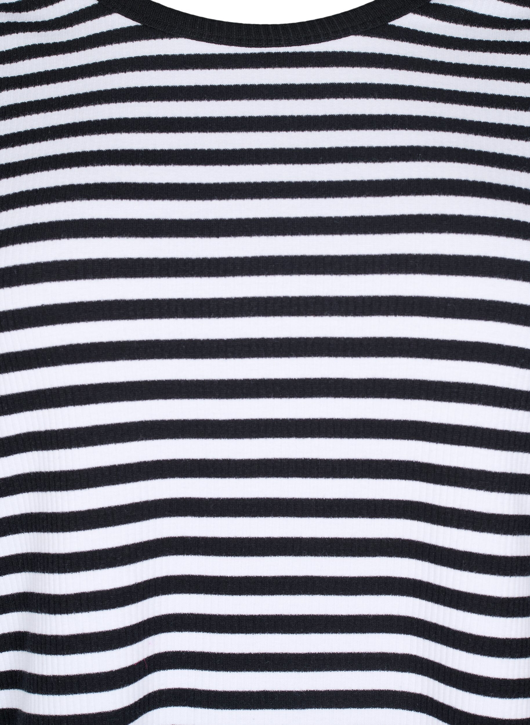 ZizziStripete bluse med lange ermer, Svart, Packshot image number 2