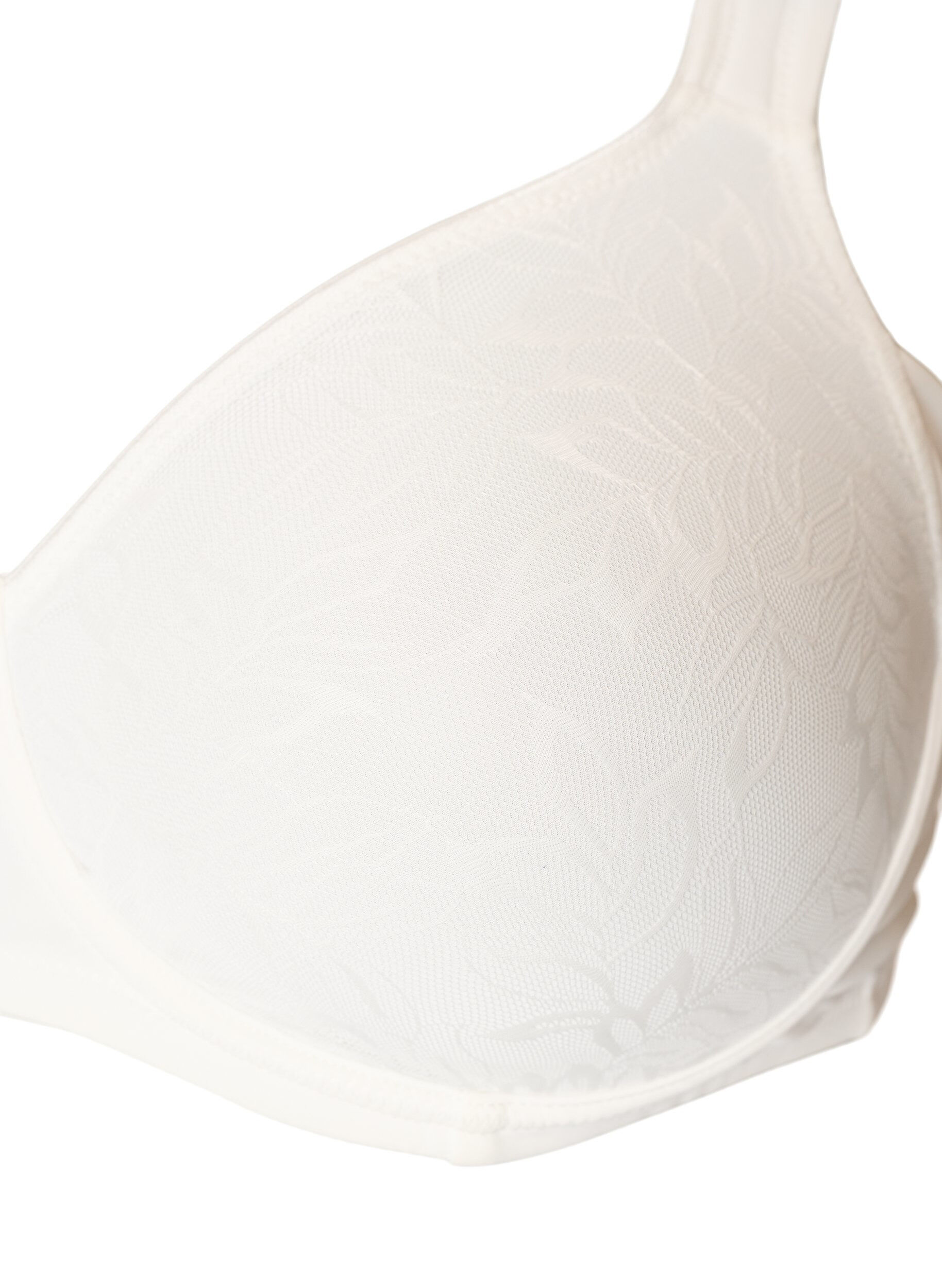 ZizziKomfortabel BH med blonder overlegg og formede sk&aring;ler, Hvit, Packshot image number 2