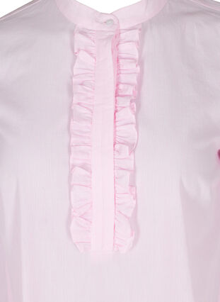 Bomullsskjorte med striper og volanger, Pink Stripe, Packshot image number 2